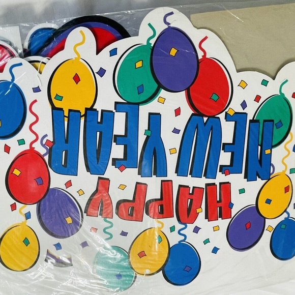 Die Cut Honeycomb NEW YEARS Hanging Decorations 24” In Package Retro Amscan - Picture 7 of 10